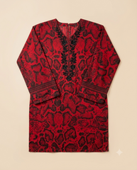 Bold Crimson & Onyx Embroidered 3-Piece Printed Lawn Suit – Ready-to-Wear Summer Collection