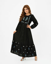 Luxury Black Embroidered Lawn Maxi – Premium Pintuck Detailed Modest Summer Dress | Ready-to-Wear