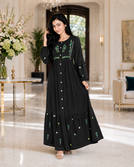 Luxury Black Embroidered Lawn Maxi – Premium Pintuck Detailed Modest Summer Dress | Ready-to-Wear