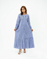 Luxury Lilac Embroidered Lawn Maxi – Premium Pintuck Detailed Modest Summer Dress | Ready-to-Wear
