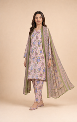 Premium Embroidered Printed Lawn 3-Piece Suit for Women – Soft Summer Lawn Shirt with Chiffon Dupatta and Matching Trouser | Semi-Formal Ladies Outfit