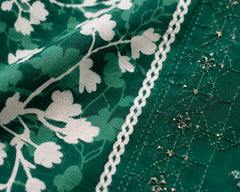 Green and White Embroidered Lawn 3-Piece Ready-to-Wear Suit with Printed Trouser and Lawn Dupatta | Summer Collection