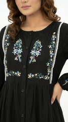 Luxury Black Embroidered Lawn Maxi – Premium Pintuck Detailed Modest Summer Dress | Ready-to-Wear