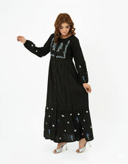 Luxury Black Embroidered Lawn Maxi – Premium Pintuck Detailed Modest Summer Dress | Ready-to-Wear