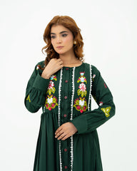Luxury Green Embroidered Lawn Maxi – Premium Pintuck Detailed Modest Summer Dress | Ready-to-Wear