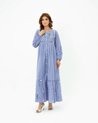 Luxury Lilac Embroidered Lawn Maxi – Premium Pintuck Detailed Modest Summer Dress | Ready-to-Wear
